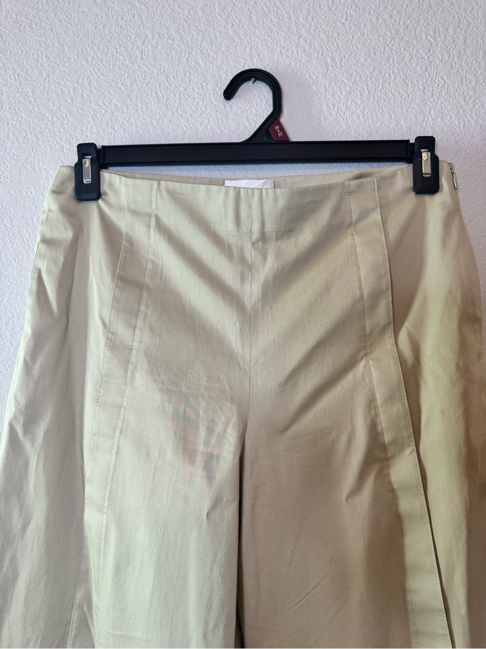 St. John Wide Leg Cotton Blend Khaki Pants Trousers Size 8 - Picture 7 of 13